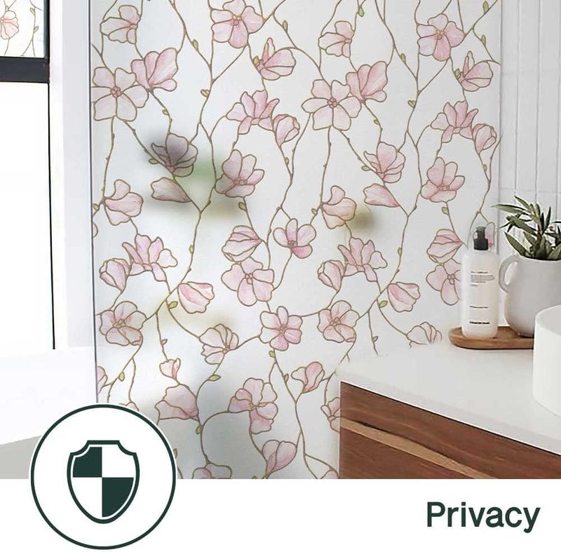 BEAUS TILE UNI Window Film Static Clings Non Adhesive 3D Stained Glass Window Decals UV Protection (Cherry Blossom, 37.4 x 24.4 Inch) - Image 3